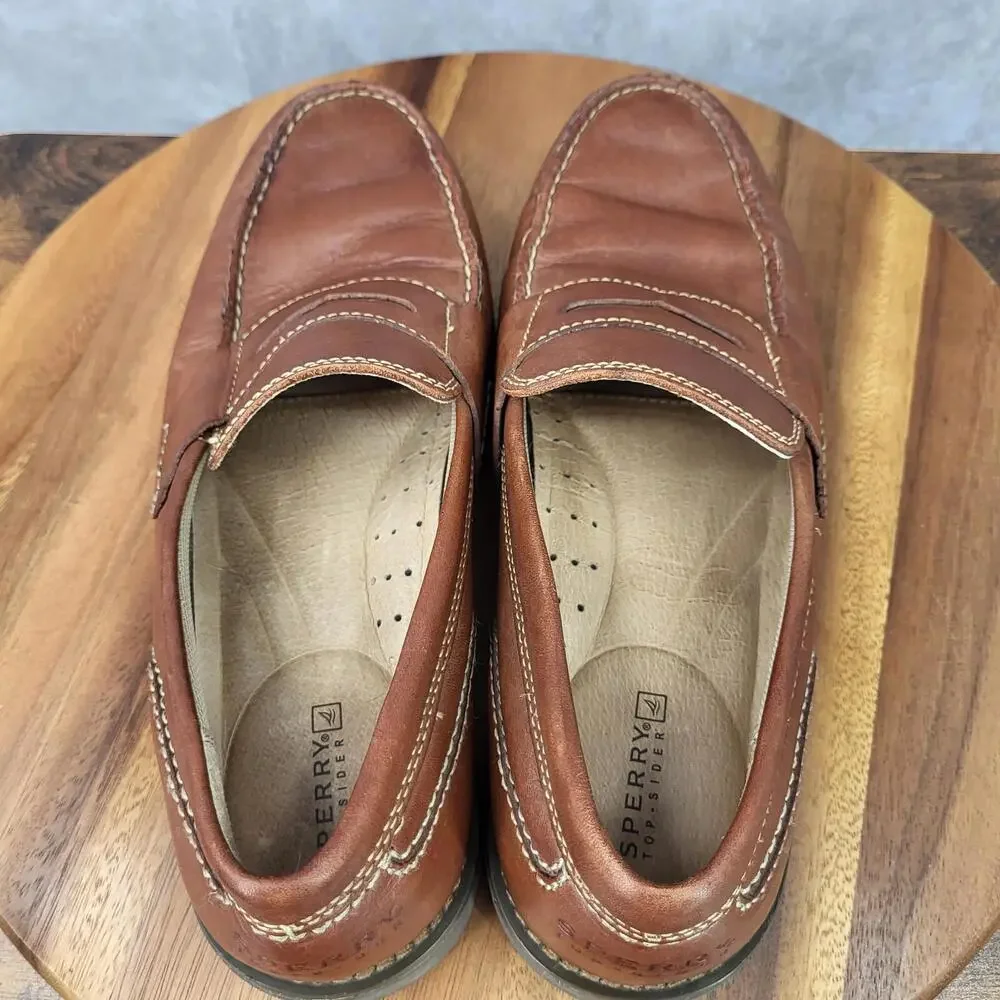 Sperry Top Sider Penny Loafers‎ Mens 9.5 M Brown Leather Slip On Shoes